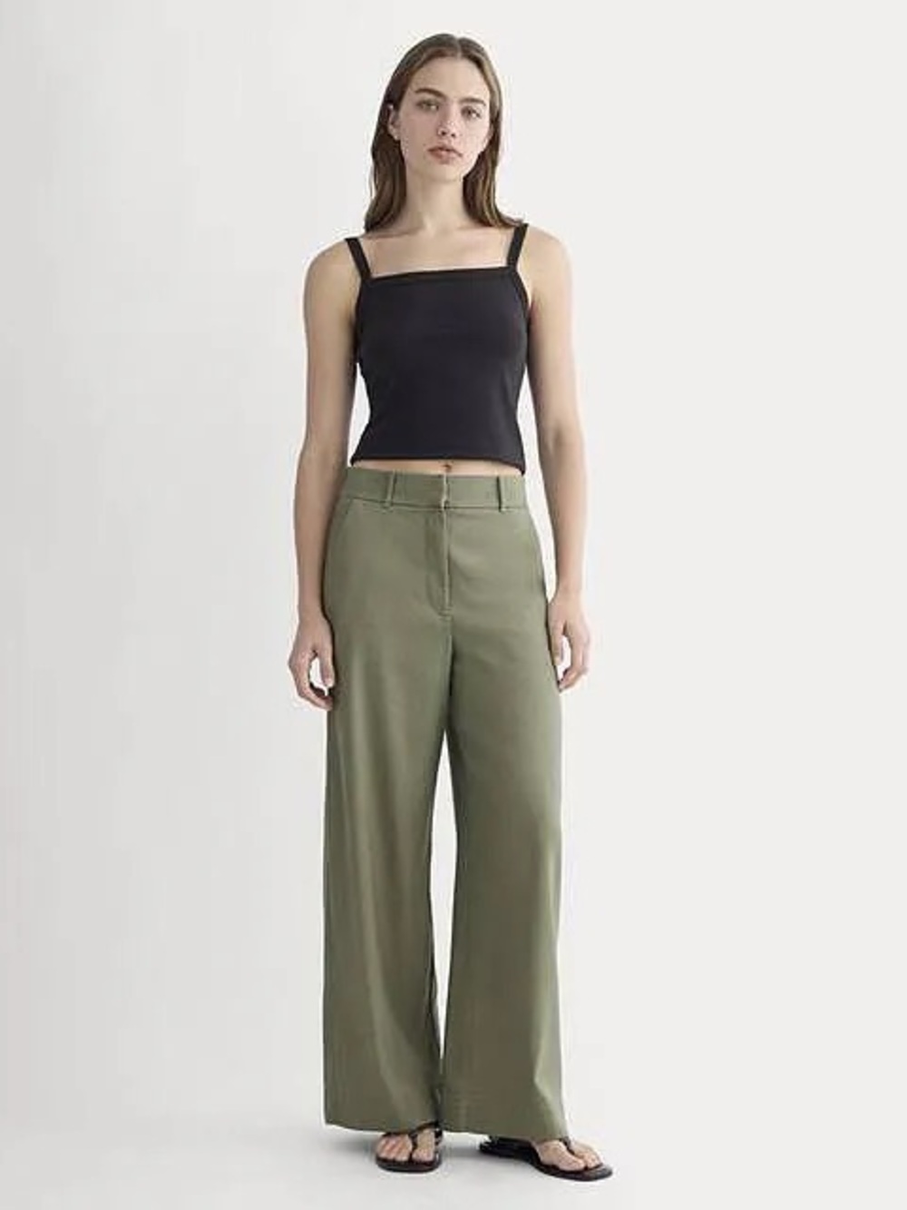 Everlane Wide Leg Stretch Linen Pants Lichen Green Size 00
